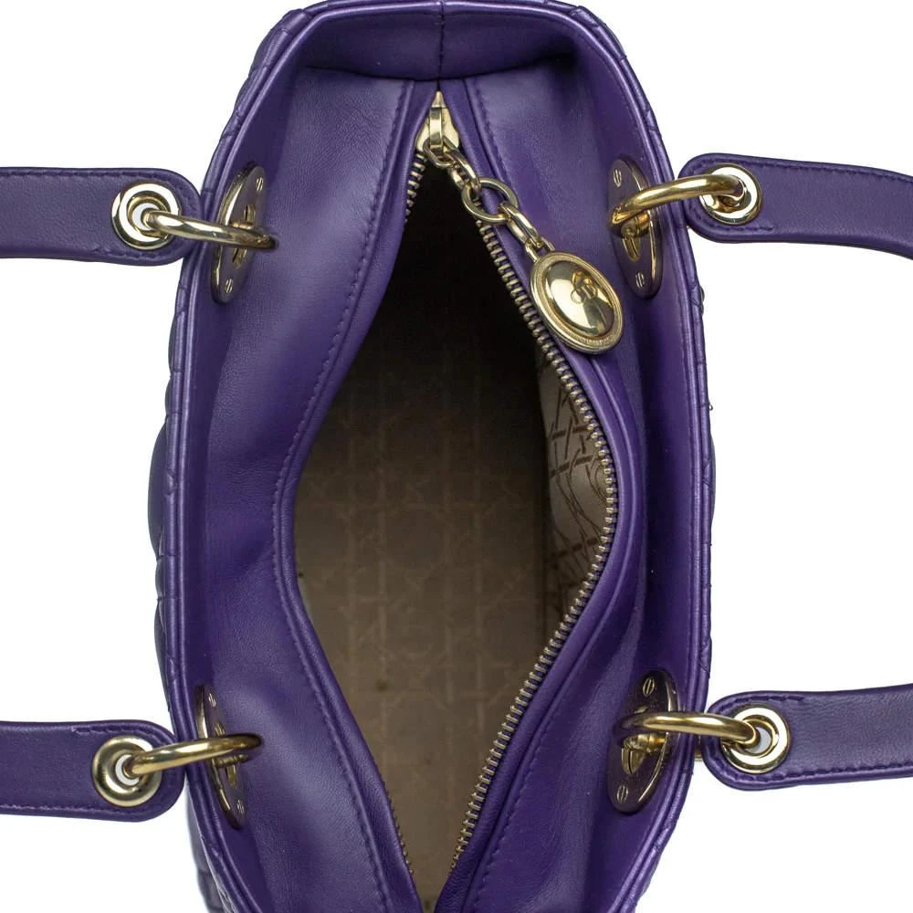 商品[二手商品] Dior|Dior  Purple Leather Small Cannage Lady Dior Tote Bag ,价格¥22199,第5张图片详细描述