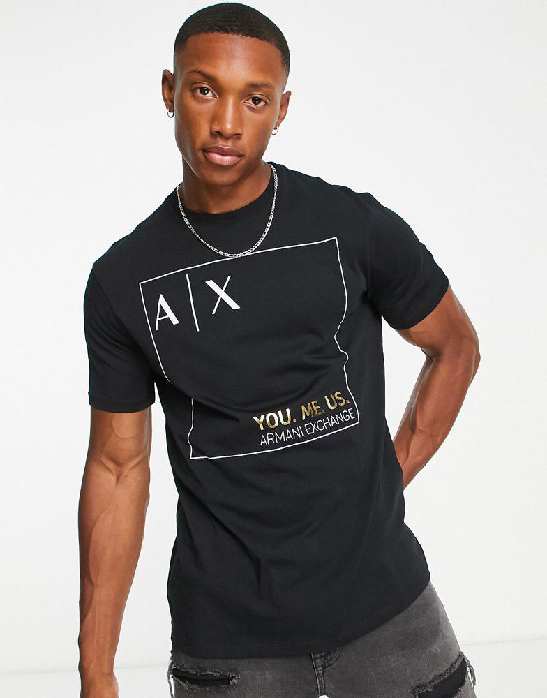 Armani Exchange box logo t-shirt in black商品第1张图片规格展示