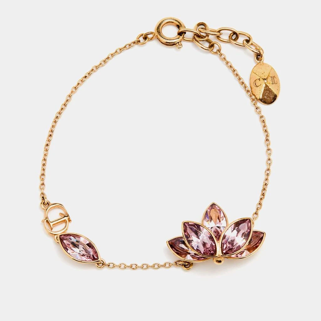 商品[二手商品] Dior|Dior Gold Tone Pink Floral Crystal Bracelet,价格¥3401,第1张图片