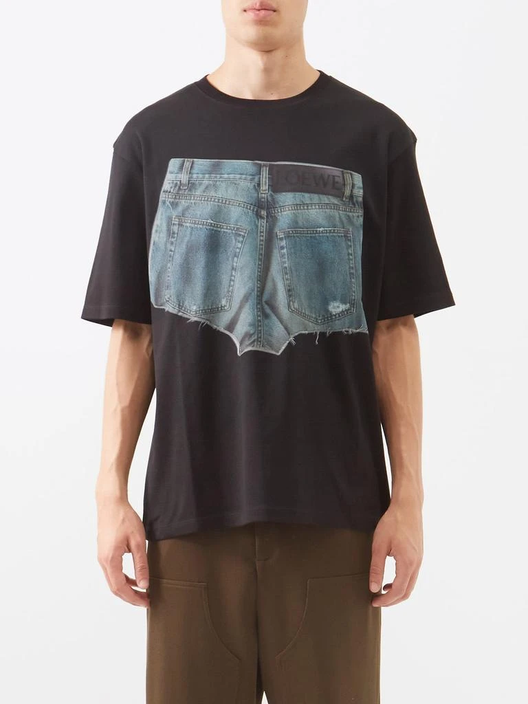 商品Loewe|Denim short-print cotton T-shirt,价格¥2412,第1张图片
