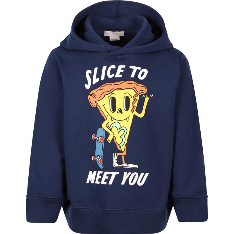 Pizza slice print organic cotton hoodie in navy商品第1张图片规格展示