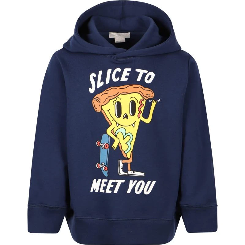 商品Stella McCartney|Pizza slice print organic cotton hoodie in navy,价格¥783,第1张图片