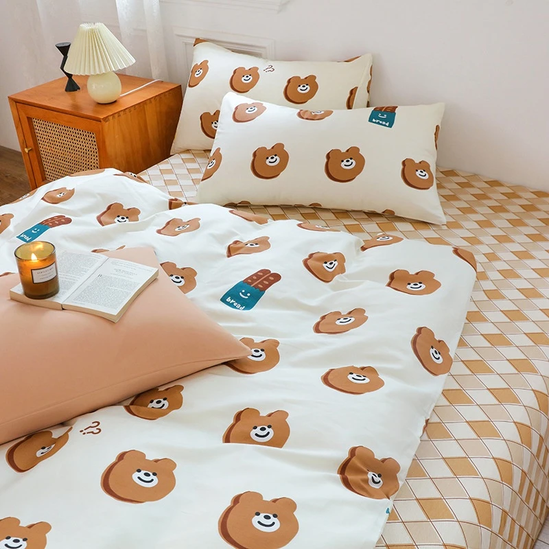 格岚云顿饼干与熊纯棉床上用品四件套全棉三件套儿童床单被套夏 商品