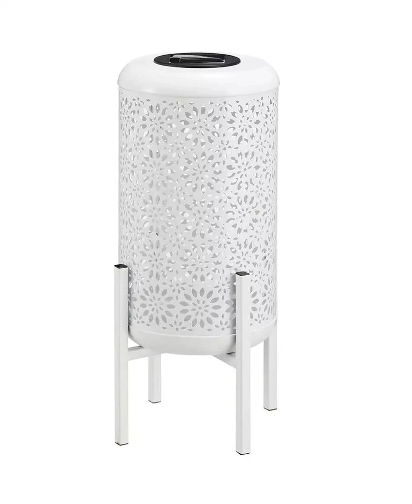 14.25" H Metal Cutout Flower Pattern Solar Powered LED Outdoor Lantern with Stand 商品