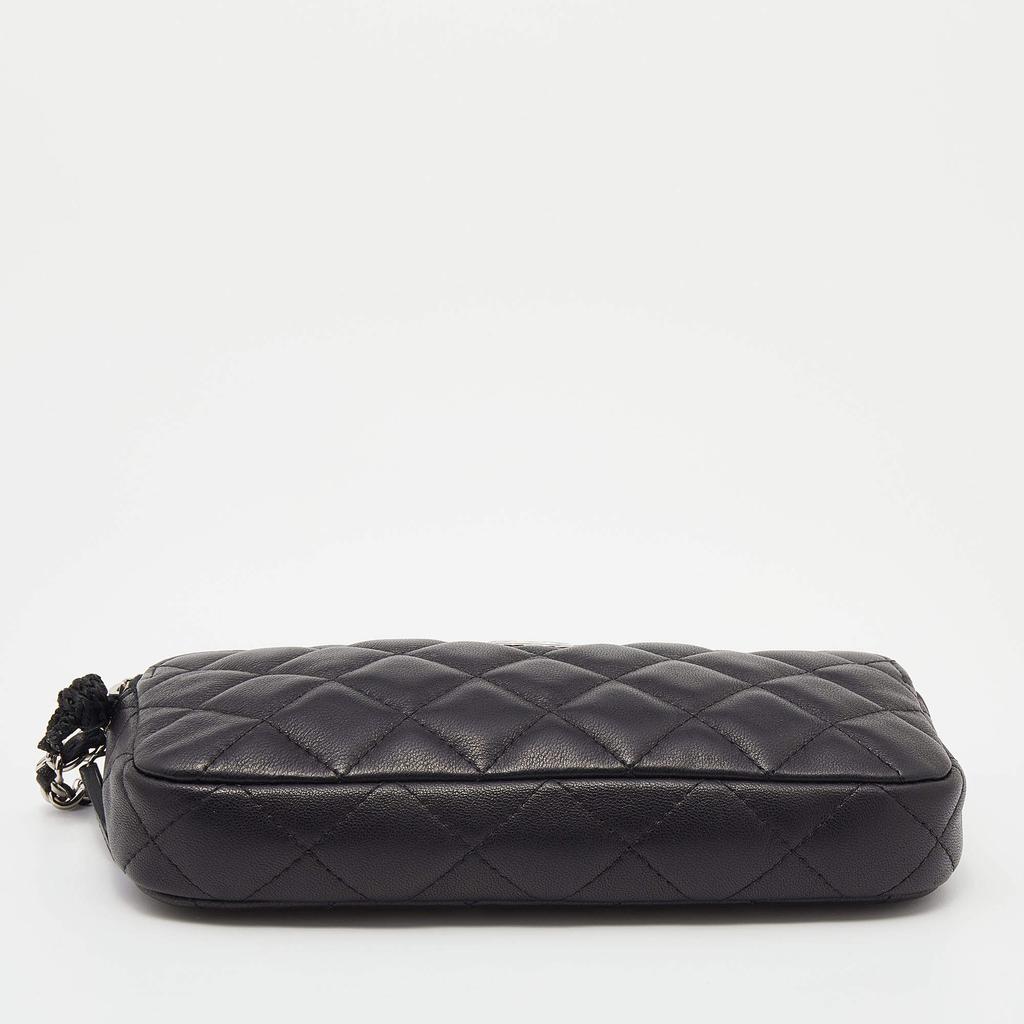 Chanel Black Quilted Leather CC Double Zip Clutch Chain Bag商品第6张图片规格展示