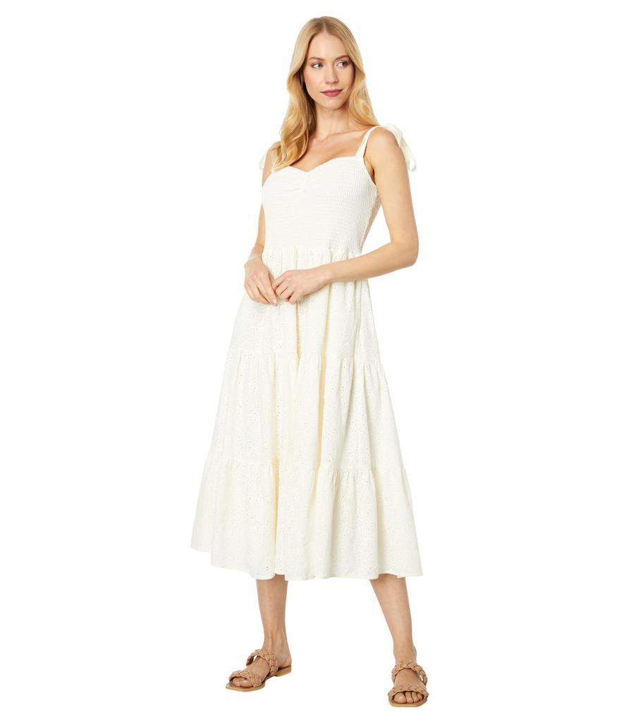 商品Madewell|Eyelet Lucie Tie-Strap Tiered Midi Dress,价格¥526,第1张图片