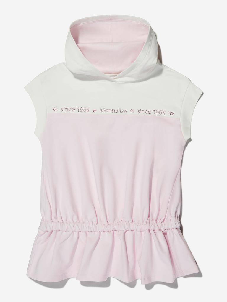 Monnalisa Pink Girls Cotton Sleeveless Hoodie商品第1张图片规格展示