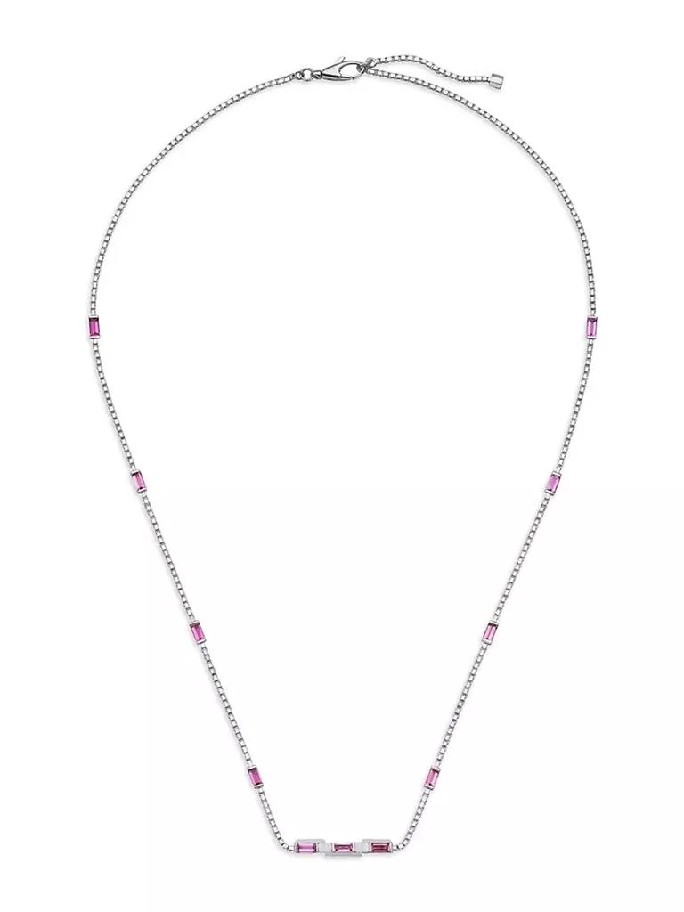 商品Gucci|Link To Love 18K White Gold &amp; Rubellite Bar Pendant Necklace,价格¥32252,第1张图片