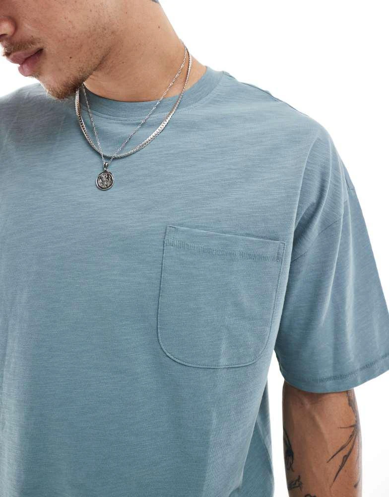 商品New Look|New Look slub pocket t-shirt in cool blue,价格¥137,第3张图片详细描述