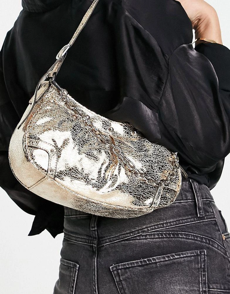 商品Topshop|Topshop cora scoop crossbody bag in gold,价格¥196,第2张图片详细描述