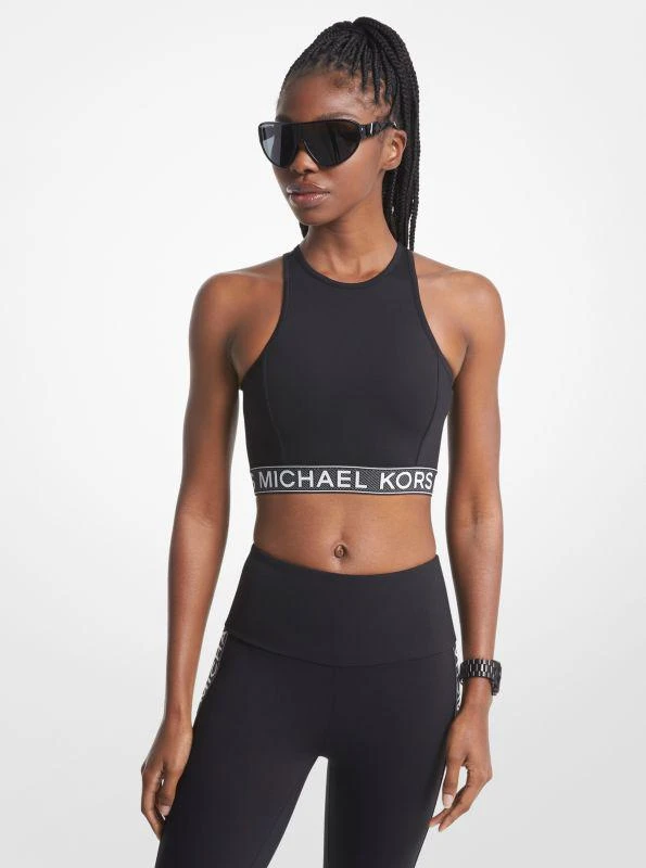 商品Michael Kors|Stretch Nylon Logo Tape Racerback Sports Bra,价格¥298,第1张图片