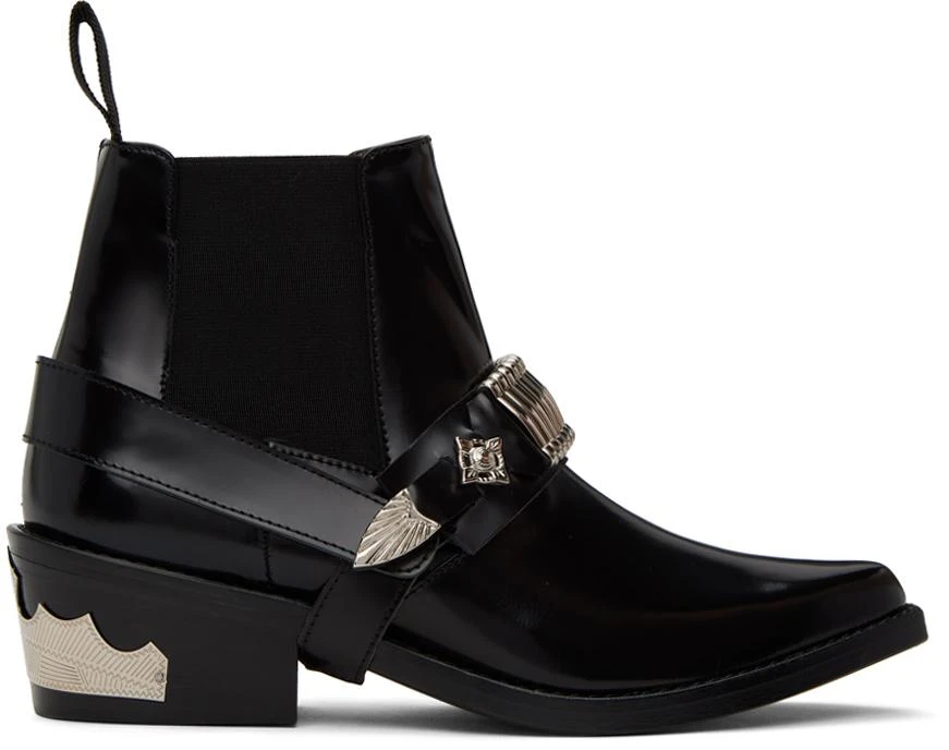 商品Toga Pulla|Black Ankle Strap Chelsea Boots,价格¥1865,第1张图片