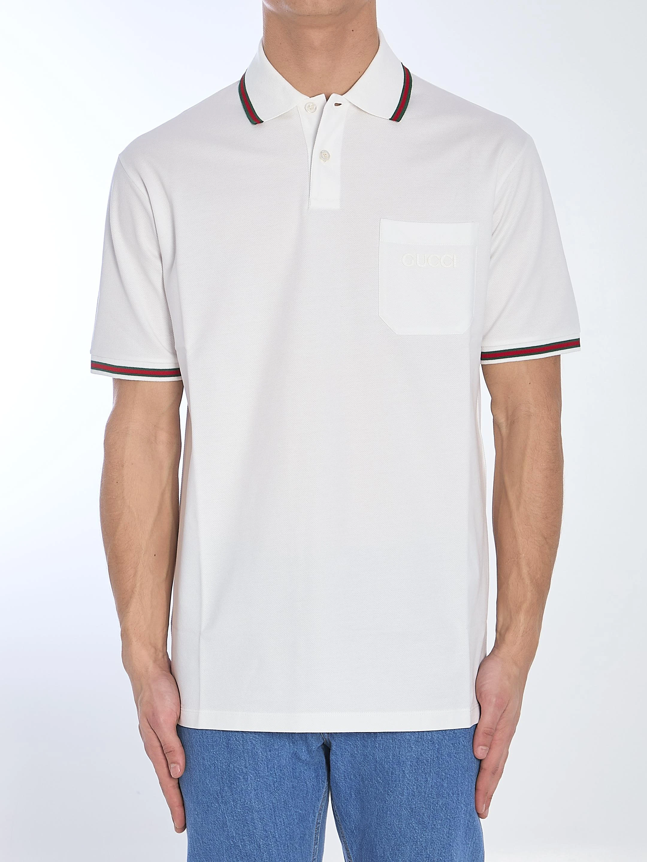 商品Gucci|Gucci 男士POLO衫 795174XJG5C9733 白色,价格¥4221,第1张图片