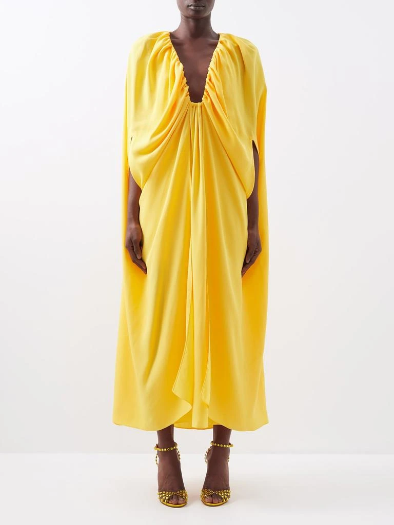 商品Raquel Diniz|Emilia plunge-front draped satin cape dress,价格¥4086,第1张图片