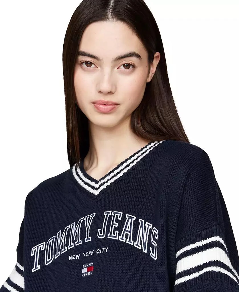 商品Tommy Jeans|Women's Cotton Cropped Varsity Sweater,价格¥302,第3张图片详细描述