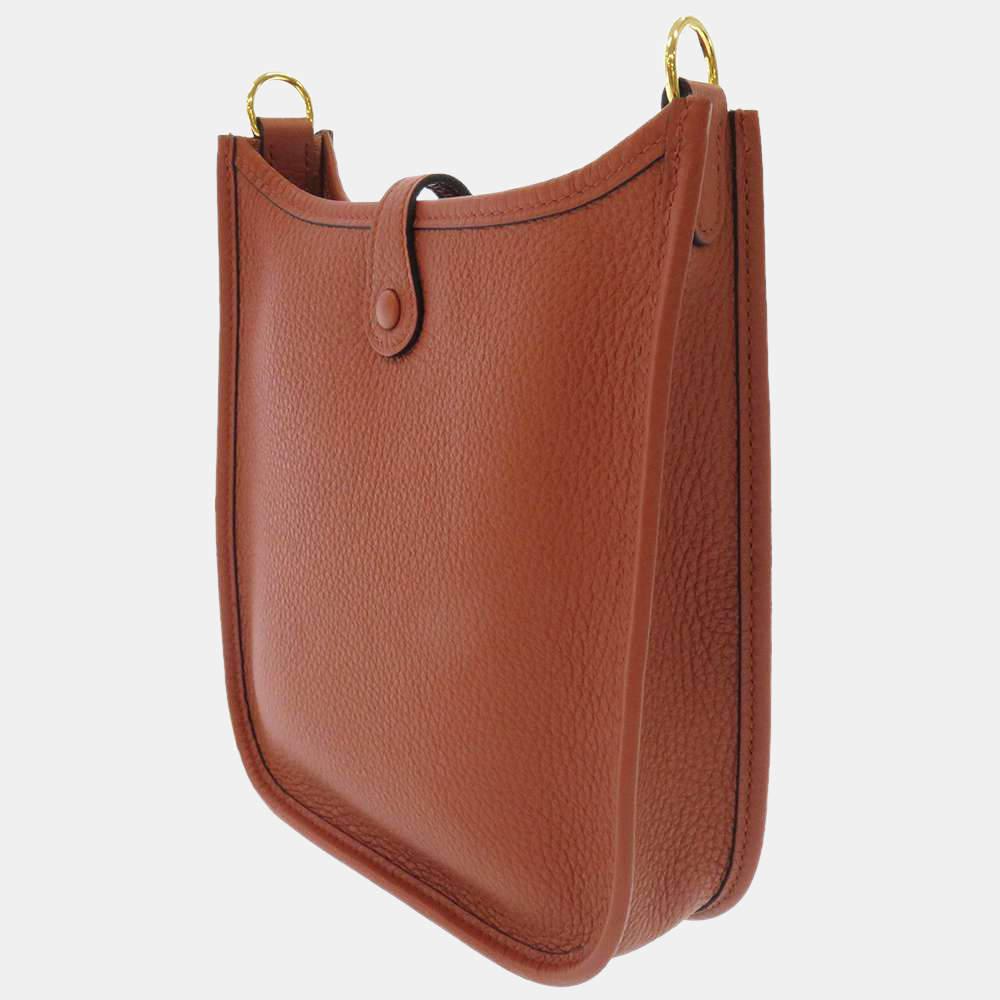 Hermes Brown Taurillon Clemence Leather Evelyne Amazon TPM Shoulder Bag商品第2张图片规格展示