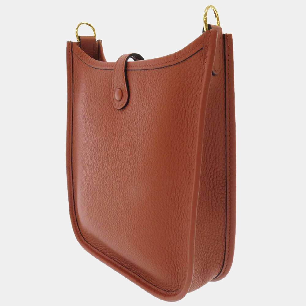商品[二手商品] Hermes|Hermes Brown Taurillon Clemence Leather Evelyne Amazon TPM Shoulder Bag,价格¥25625,第4张图片详细描述