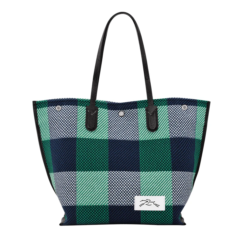 商品Longchamp|珑骧 女士大号海军蓝/草绿色帆布手提包,价格¥3444,第1张图片