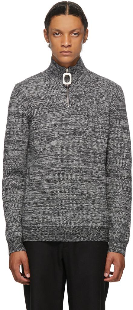 Grey Roll Neck Half-Zip Sweater商品第1张图片规格展示