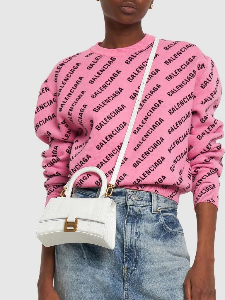 商品Balenciaga|Xs Hourglass Croc Embossed Leather Bag,价格¥21466,第1张图片