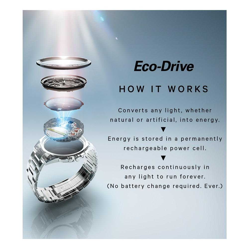 Eco-Drive Men's PCAT Stainless Steel Bracelet Watch 43mm商品第2张图片规格展示