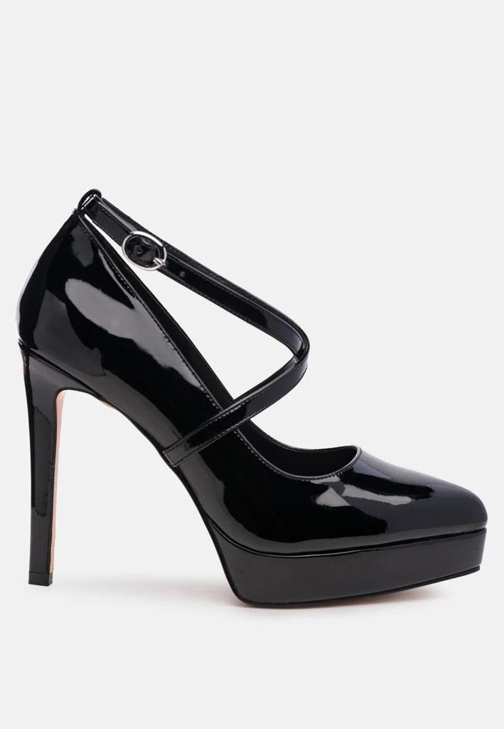 商品London Rag|pixie dust patent faux leather cross strap pumps,价格¥575,第1张图片