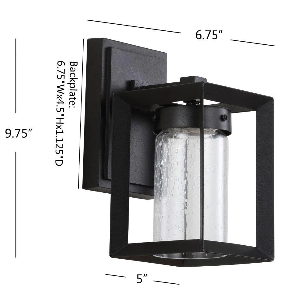 商品JONATHAN Y|Nate 6.75" Outdoor Modern Cube Bubble Glass/Metal Integrated LED Wall Sconce,价格¥629,第3张图片详细描述