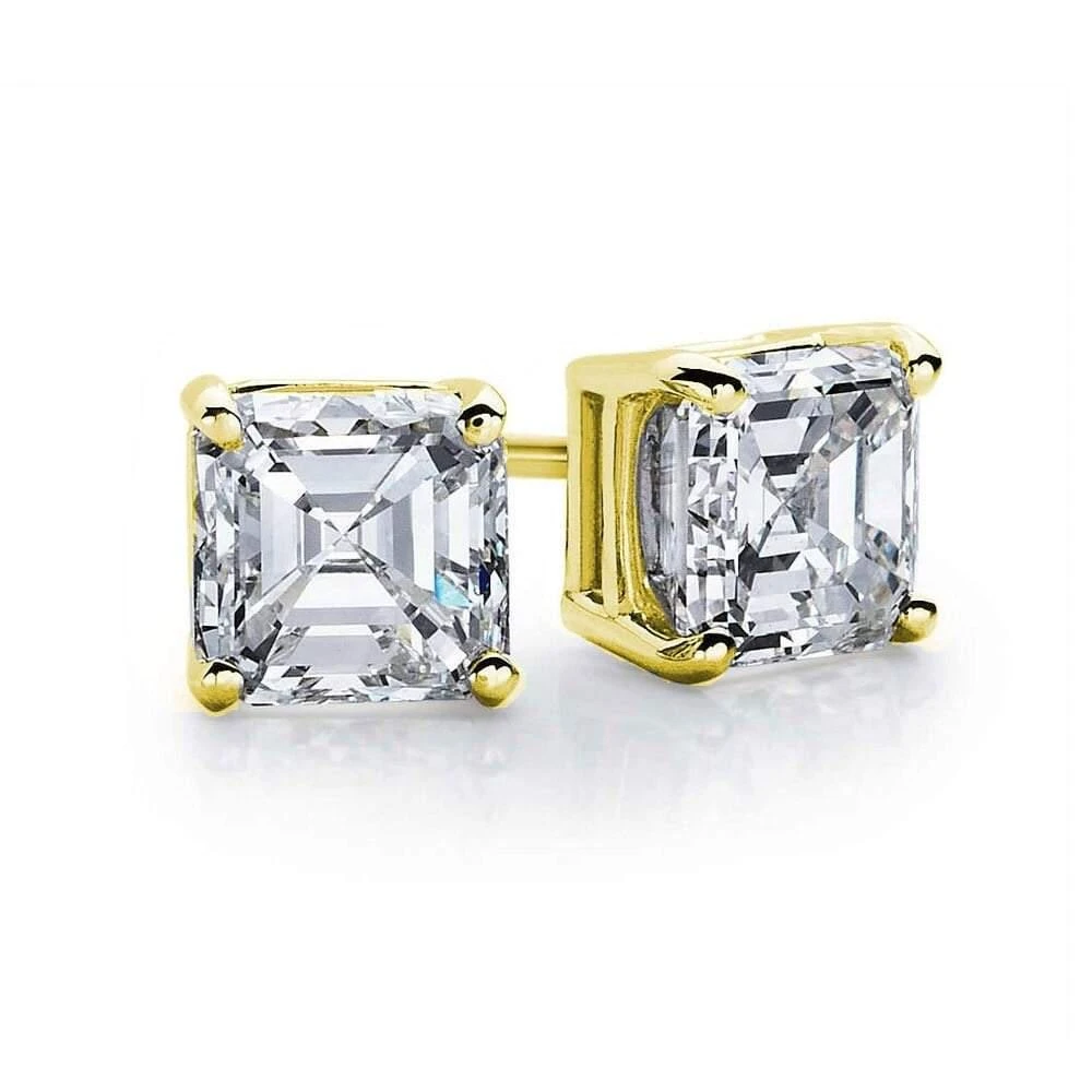 商品Suzy Levian|Gold Plated Sterling Silver Asscher-Cut Cubic Zirconia 6mm 2.50 cttw Stud Earrings,价格¥558,第1张图片