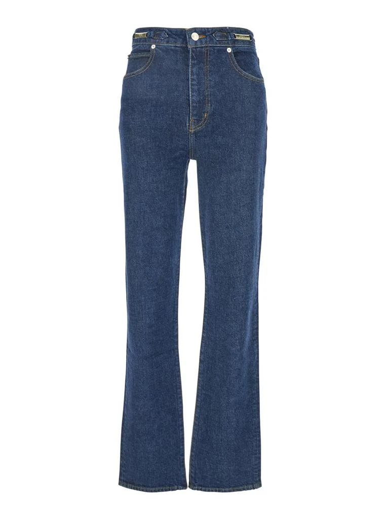 商品FRAME|'The Ritz Ruler' Blue Flared Jeans With Logo Plaque On The Waist And Logo Embroidery On The Rear In Denim Woman,价格¥2487,第1张图片