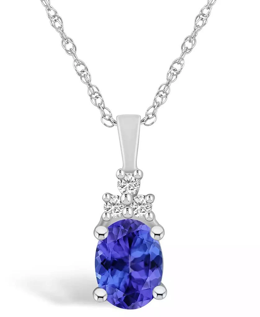 商品Macy's|Tanzanite (1-1/4 Ct. t.w.) and Diamond (1/10 Ct. t.w.) Pendant Necklace,价格¥20607,第1张图片