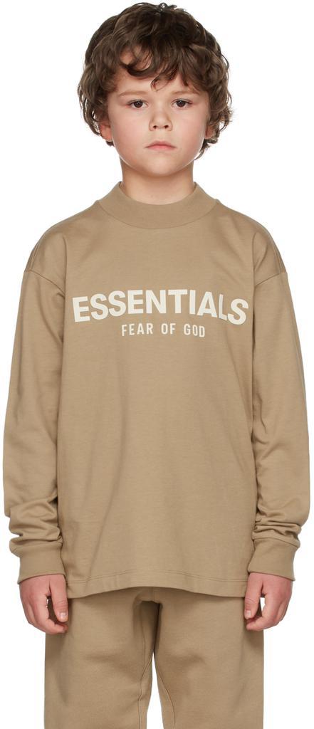 商品Essentials|Kids Tan Logo Long Sleeve T-Shirt,价格¥292,第4张图片详细描述
