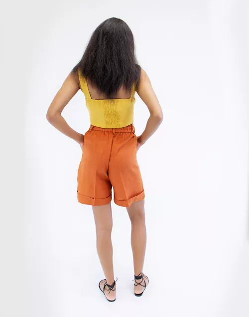 CHEN BURKETT NEW YORK Linen Shorts Orange商品第3张图片规格展示