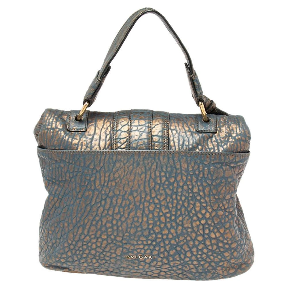 商品[二手商品] BVLGARI|Bvlgari Metallic Blue/Gold Leather Leoni Shoulder Bag,价格¥2577,第4张图片详细描述