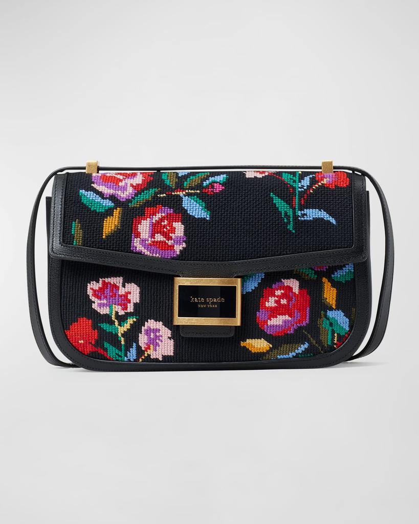 medium flower canvas shoulder bag商品第1张图片规格展示