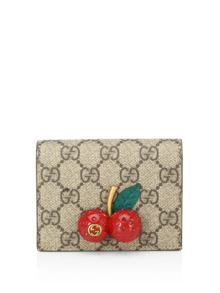 商品Gucci|Cherry-Embellished GG Supreme Canvas Wallet,价格¥3524,第1张图片