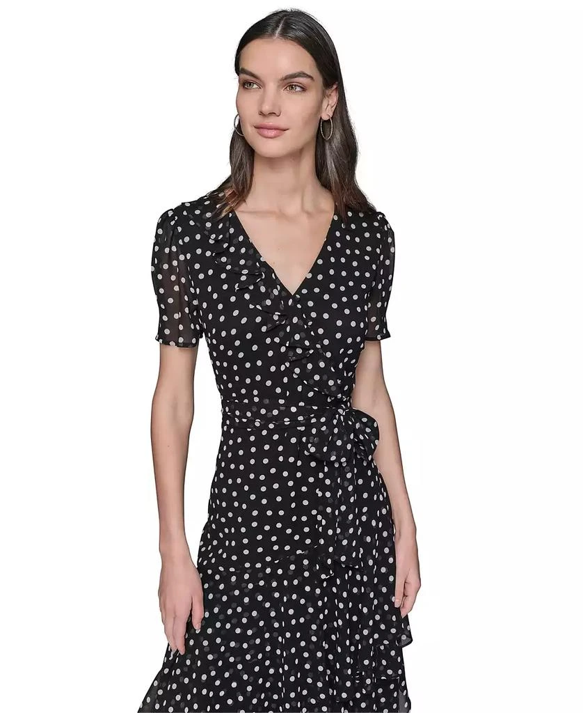 商品Karl Lagerfeld Paris|Women's Dot-Print Ruffle Midi Dress,价格¥1179,第2张图片详细描述