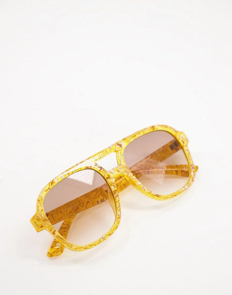 商品ASOS|ASOS DESIGN frame aviator sunglasses in brown acetate transfer  - BROWN,价格¥40,第2张图片详细描述