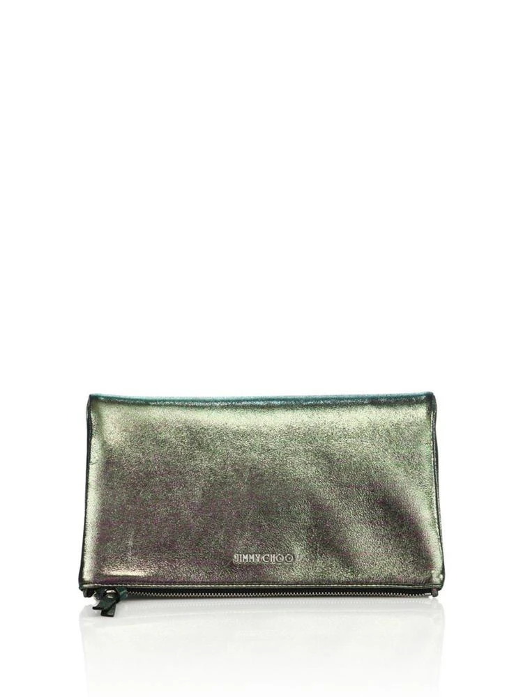 商品Jimmy Choo|Nyla Iridescent Shimmered Leather Fold-Over Clutch,价格¥1650,第1张图片