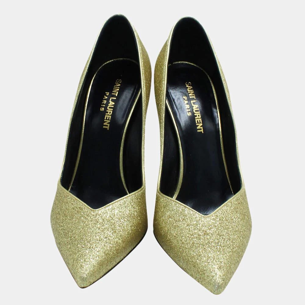 商品[二手商品] Yves Saint Laurent|Saint Laurent Paris Green Glitter Pointed Toe Heels Size EU 38.5,价格¥2990,第2张图片详细描述