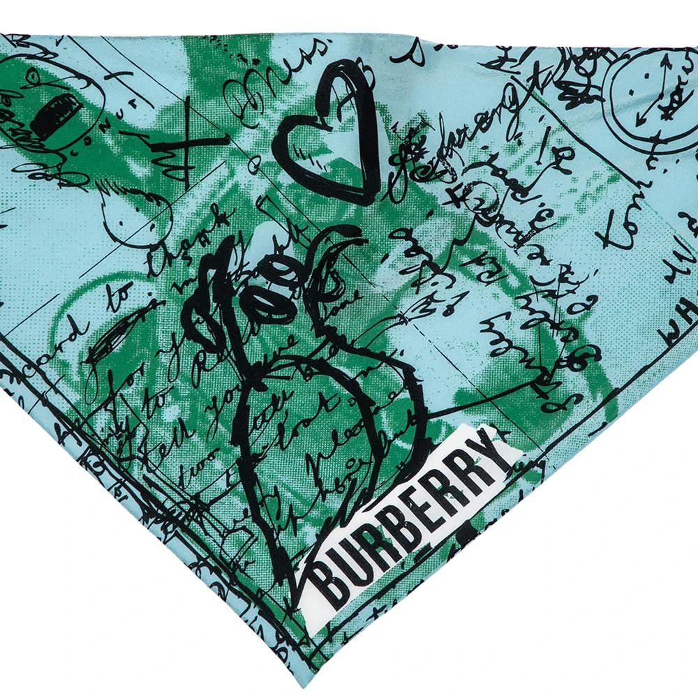 商品[二手商品] Burberry|Burberry Mineral Blue Postcard Printed Silk Triangular Scarf,价格¥1168,第3张图片详细描述