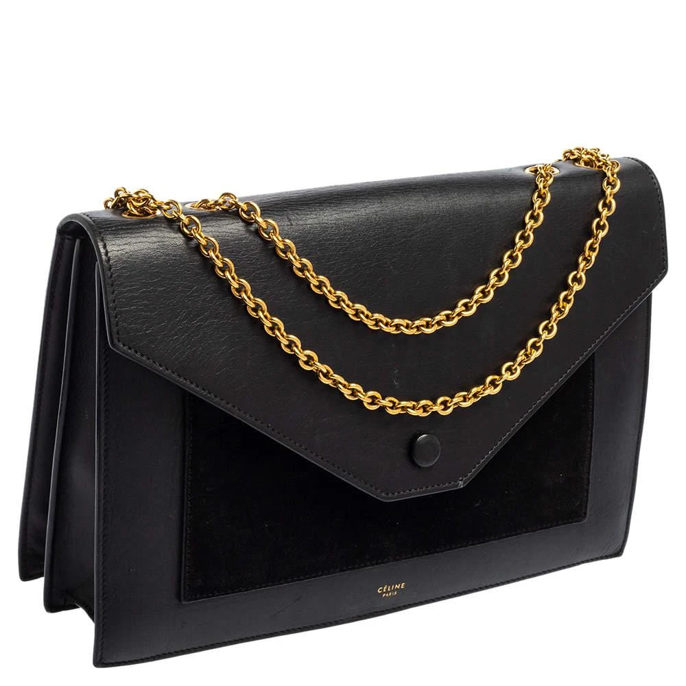 商品[二手商品] Celine|Celine Black Suede And Leather Pocket Envelope Shoulder Bag,价格¥4026,第3张图片详细描述