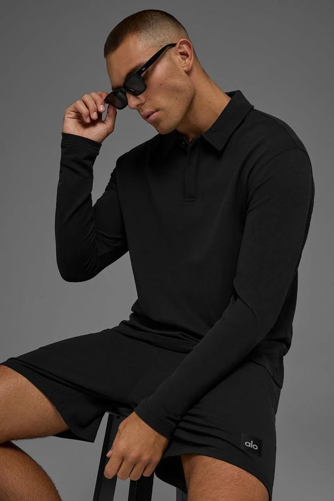 商品Alo|Double Take Long Sleeve Polo - Black,价格¥821,第4张图片详细描述