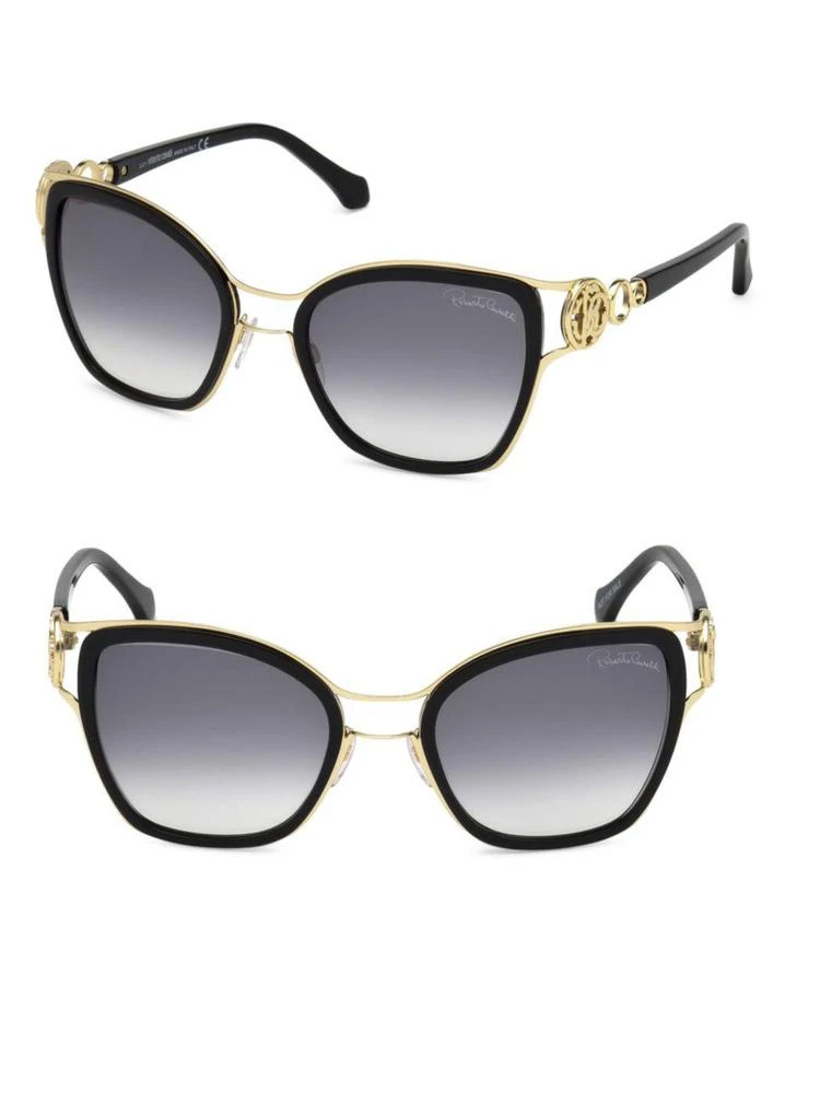 商品Roberto Cavalli|Black Double Bridge Cat Eye Sunglasses/54MM,价格¥2217,第1张图片