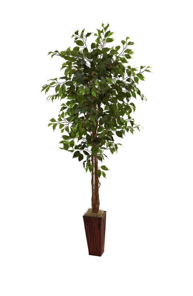 商品NEARLY NATURAL|6ft. Ficus Tree with Bamboo Planter,价格¥1060,第1张图片