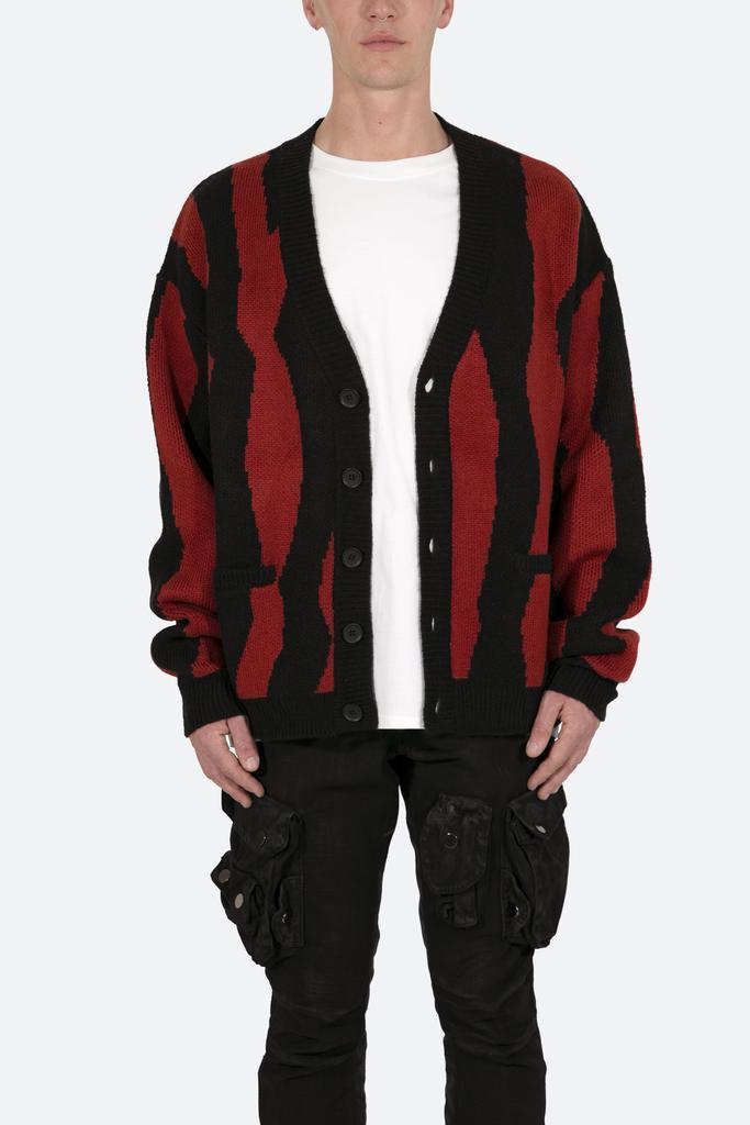 商品MNML|Zebra Cardigan - Red/Black,价格¥424,第1张图片
