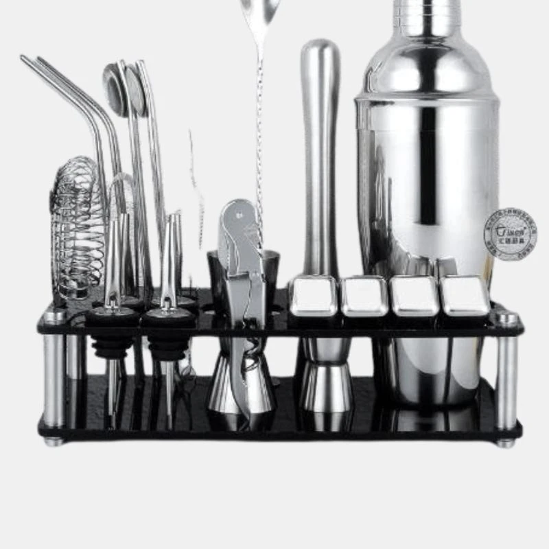 商品Vigor|Perfect Party boy Gift 23-Piece Stainless Steel Bartender Kit with Acrylic Stand & Cocktail Recipes Booklet, Tools for Drink Mixing Bulk 3 Sets STYLE: 3 PACK,价格¥785,第1张图片