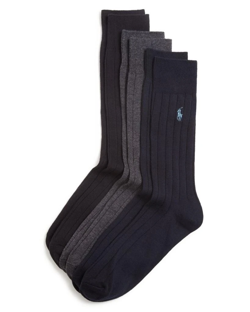 商品Ralph Lauren|Solid Ribbed Dress Socks, Pack of 3,价格¥185,第1张图片详细描述