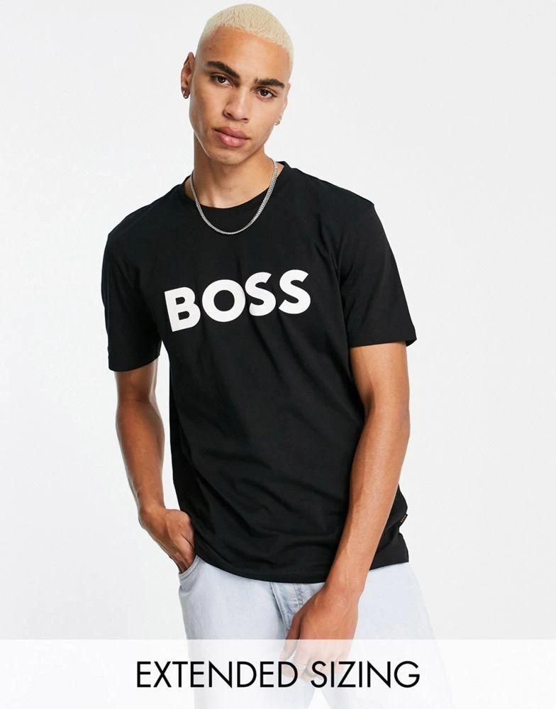 商品Hugo Boss|BOSS Orange Thinking 1 large logo t-shirt in black,价格¥382,第1张图片