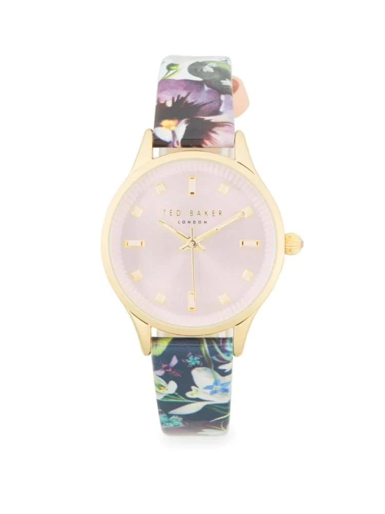 商品Ted Baker London|Floral Leather-Strap Watch,价格¥501,第1张图片