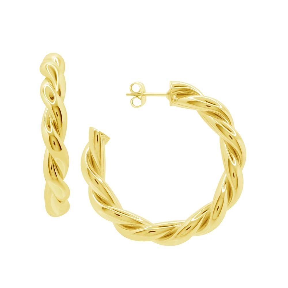 商品Essentials|High Polished Twist C Hoop Post Earring, Gold Plate,价格¥95,第1张图片